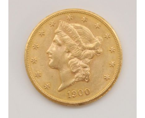 1900 USA American gold Liberty head $20 twenty dollar coin, with S letter for San Francisco mint , 33.5g 