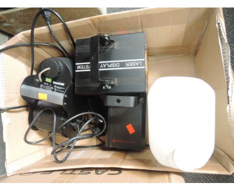 A selection of DJ type lighting etc, including laser style, fog machine etc