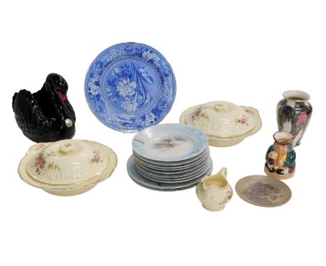 A group of ceramics, to include a Poole pottery dish, decorated with a deer amongst foliage, a Royal Doulton Honest Measure c