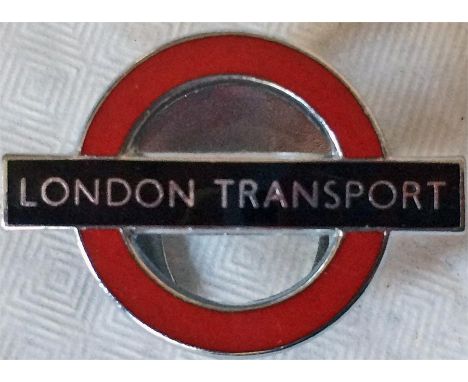 London Transport enamelled chrome LAPEL BADGE believed to have been worn by staff in the Travel Information Offices in the 19