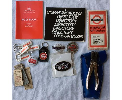 Collection of London Transport/London Buses items comprising a driver's/conductor's 1960s/70s CAP BADGE, a 1980s OFFICIAL'S P