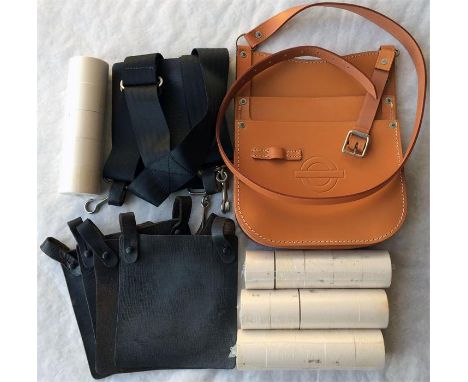 London Transport 'Gibson' ticket machine WEBBING HARNESS (complete) plus leather PROTECTION PADS x 4 plus LT conductor's leat