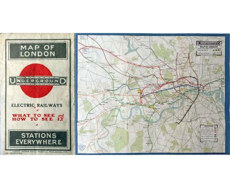 1913 official UNDERGROUND MAP OF LONDON, "What to see and how to see it". Print-code: 187-150 M-1-6-13.This is the map shown 