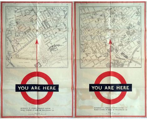 A pair of 1953 London Transport double royal POSTERS in the 'You are Here' series posted at Underground stations and comprisi
