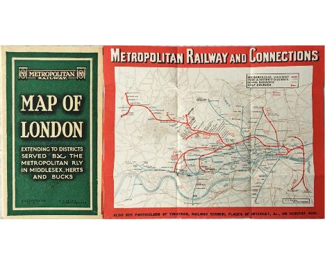 c1928/29 Metropolitan Railway MAP OF LONDON 'Metropolitan Railway and Connections' - the Met's attractive version of the Unde