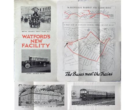 c1925 Metropolitan Railway LEAFLET 'Watford's New Facility' promoting the company's new bus service linking its rather remote