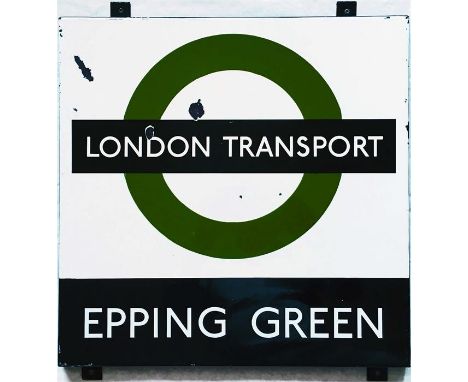 London Transport 1950s/60s Country Buses BUS STOP SHELTER PLATE 'Epping Green' from a 'Keston'-type wooden shelter from eithe