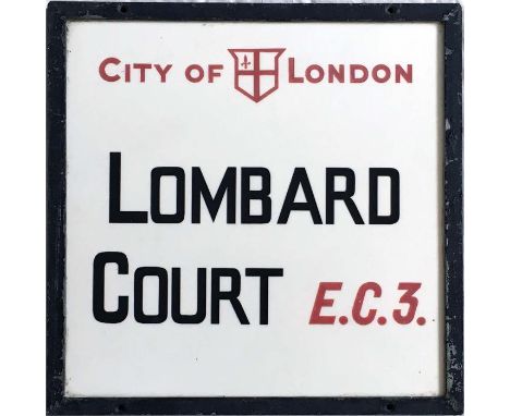 A City of London STREET SIGN from Lombard Court, EC2, a small street between Gracechurch Street and Clements Lane in the hear