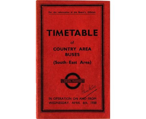 London Transport Officials' TIMETABLE BOOKLET dated April 6th, 1938 for Country Area Buses, South-East Area. This is the very