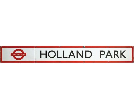 London Underground 1950s/60s enamel FRIEZE PANEL from the platforms at Holland Park station on the Central Line together with