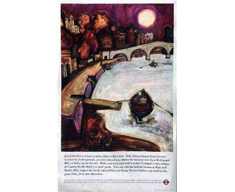 Original 1972 London Transport double royal POSTER "Richmond" by Graham Clarke (b.1941). Stunning colour effects. In very goo