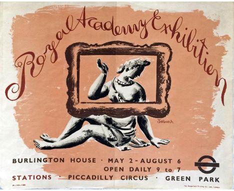 Original 1938 London Transport PANEL POSTER 'Rotal Academy Exhibition' by Hans Feibusch (1898-1998), artist & sculptor who al
