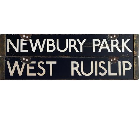 London Underground Standard (1920s) Tube Stock enamel DESTINATION PLATE for Newbury Park/West Ruislip on the Central Line. Do
