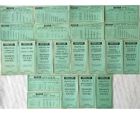 London Transport Green Line Coaches SEASON TICKET RATES LEAFLETS for individual routes all dated 18 November 1934 and all dif