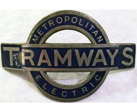 Metropolitan Electric Tramways Driver's & Conductor's CAP BADGE dating from 1924-1933. Based on the Underground Group's bar &