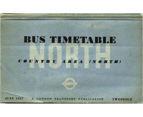 London Transport BUS TIMETABLE BOOKLET for Country Area (North) dated June 1937. Light wear to cover, contents excellent. [1]
