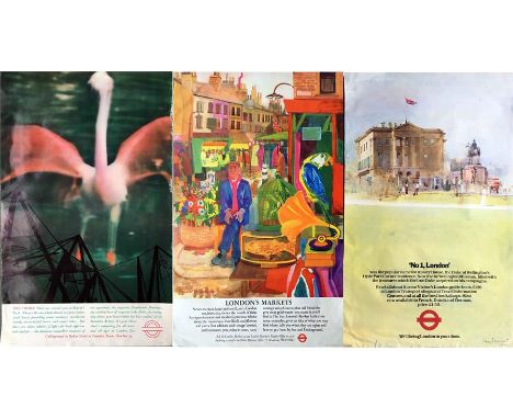 Original London Transport double royal POSTERS comprising 1971 "London Zoo" by Michael Reid, 1975 "London's Markets' by Ronal