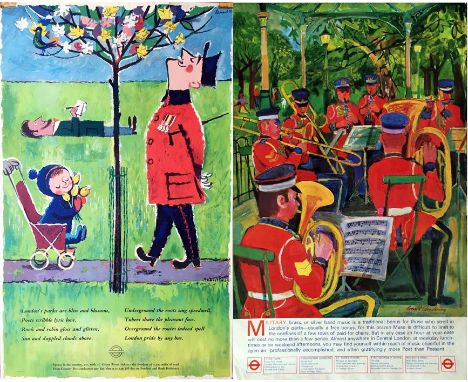 Original London Transport double royal POSTERS for London's Parks comprising 1960 "Spring in the Parks" by Harry Stevens (191