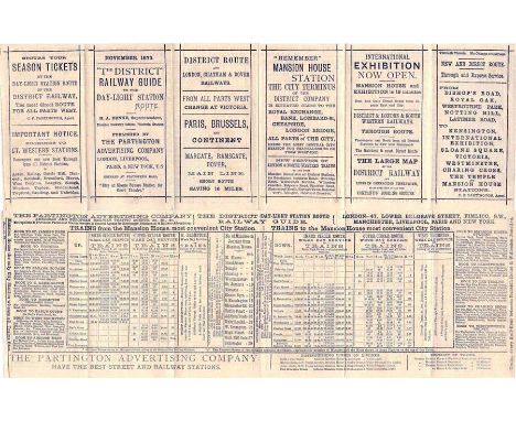 1873 District Railway GUIDE 'to the Day-light Route'. A pocket-sized guide dated November 1873 which opens out to six double-