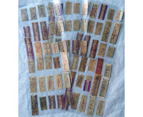 Selection of LCC Tramways geographical PUNCH TICKETS from the 1920s/30s. A wide range of ticket types and service (route) nos