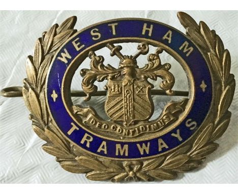 West Ham Corporation Tramways CAP BADGE issued to tram drivers and conductors in the pre-London Transport era, probably WW1-1