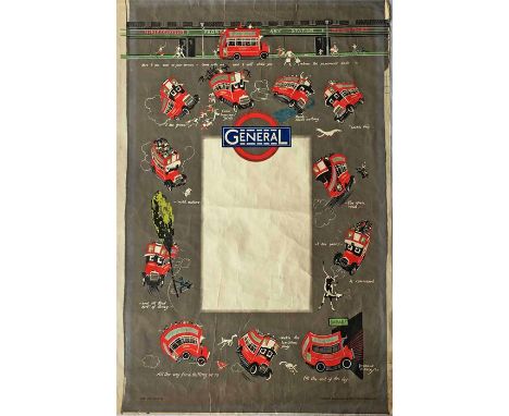 Original 1930 'General' (London Underground) double royal POSTER by Howard Elcock who designed posters for the Underground Gr