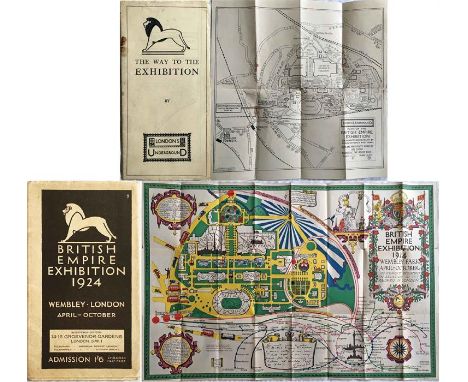 1924 British Empire Exhibition at Wembley items comprising the official fold-out PLAN & MAP designed by Kennedy North in a st