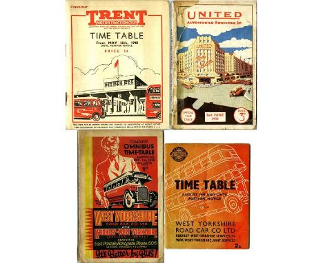 Trent Motor Traction Co TIMETABLE BOOKLET dated May 1948, with fold-out map, United Automobile Services TIMETABLE BOOKLET dat