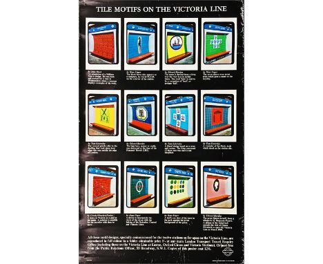 Original 1969 London Transport double royal POSTER 'Tile Motifs on the Victoria Line' by an unknown artist, featuring the til