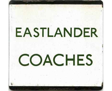 London Transport bus stop enamel E-PLATE for Eastlander Coaches, an association of coach operators with services that penetra