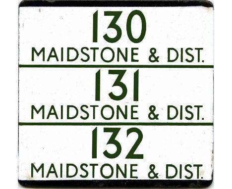London Transport bus stop enamel E-PLATE for Maidstone & District routes 130/131/132. An unusual example, not only because of