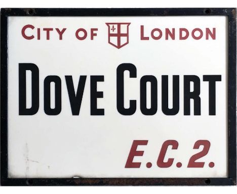 A City of London STREET SIGN from Dove Court, EC2, a small annexe off Old Jewry in the heart of London's financial district (