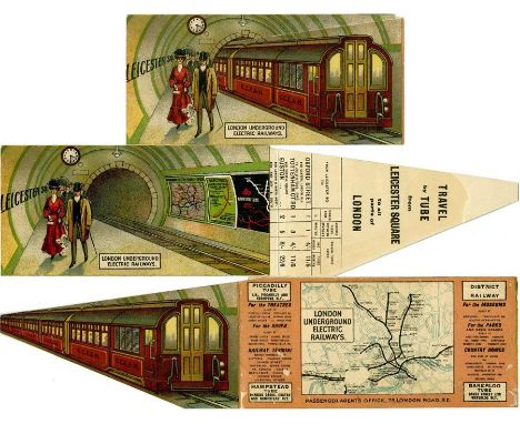 London Underground Electric Railways 1907 advertising CARD with MAP, one of a series featuring different stations, in this ca