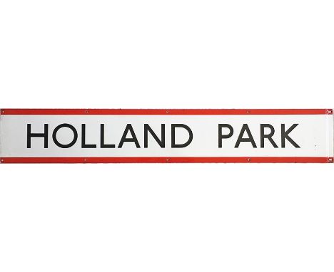 London Underground 1950s/60s enamel FRIEZE PANEL from the platforms at Holland Park station on the Central Line. Length 55" (