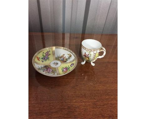 Dresden cup and Dresden saucer, dresser pieces