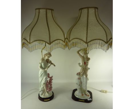 Two figural table lamps with beaded fringe shades H85cm (This item is PAT tested - 5 day warranty from date of sale)
