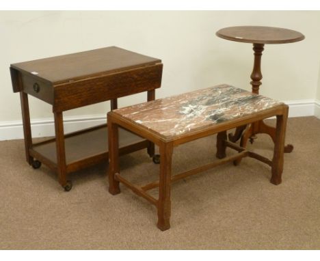 20th century rectangular marble top coffee table (80cm x 47cm), early 20th century circular top tripod table (D51cm, H73cm), 