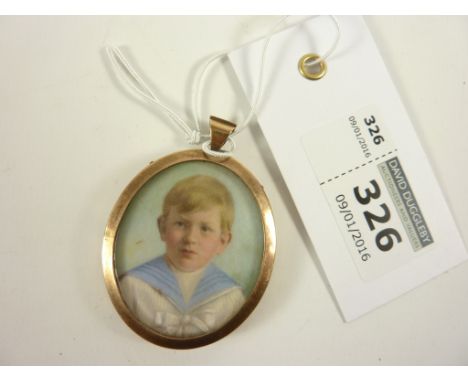 Edwardian portrait miniature on ivory in hallmarked 9ct rose gold frame