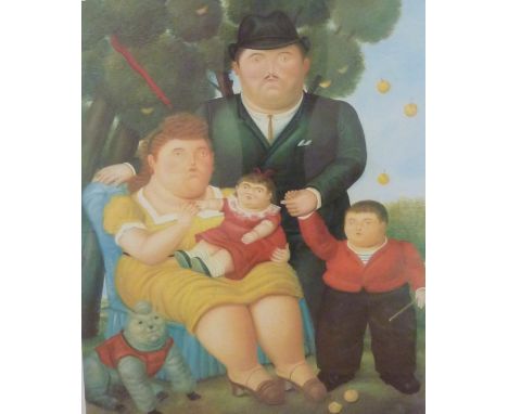 'Una Famiglia', colour print after Fernando Botero 83cm x 66cm