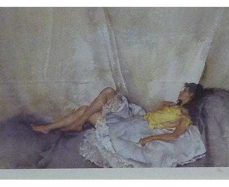 Girl in a Yellow Blouse, Sir William Russell Flint (Scottish 1880-1969) limited edition chromolithograph with blind stamp num