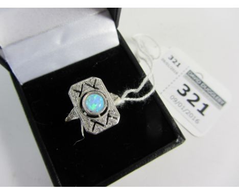 Gold-plated dress ring set with an opal stamped 925