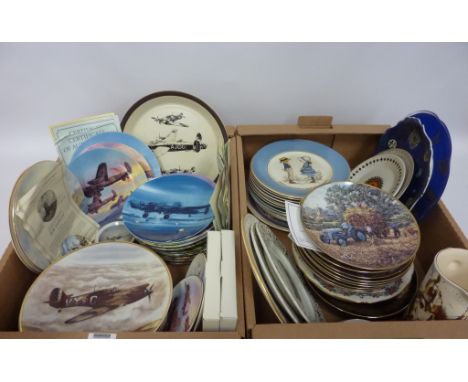 Set of eight 'Ford Tractor' collectors plates with illustrations by Michael Herring, aviation related and other collector's p