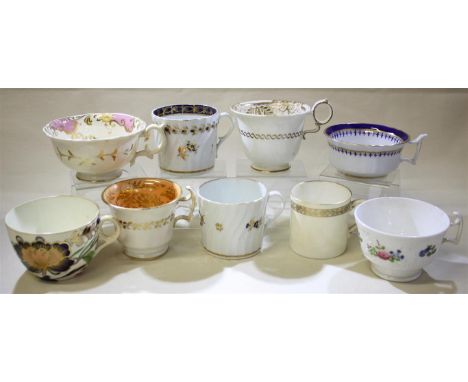 Twenty Seven 19th and early 20th Century porcelain cups.  Comprising of Royal Crown Derby, Royal Worcester and Cauldon.  To i