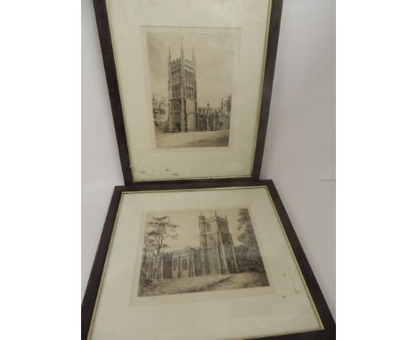 E PIPER - Two etchings of churches - St Andrew, Mells and St Mary the Virgin, Chard; both signed by the artist together with 