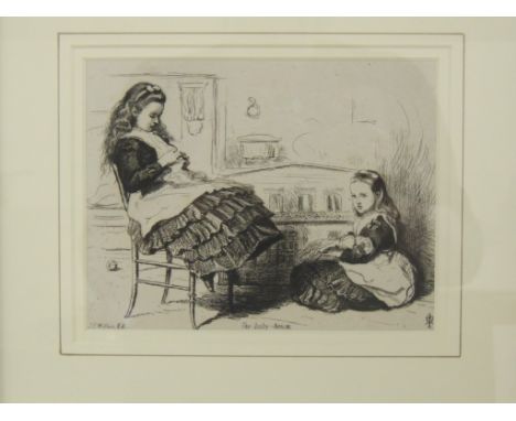 SIR JOHN EVERETT MILLAIS - The Baby House, etching, for "Art Union" edition 1872, 13.5cms x 17.5cms in modern frame