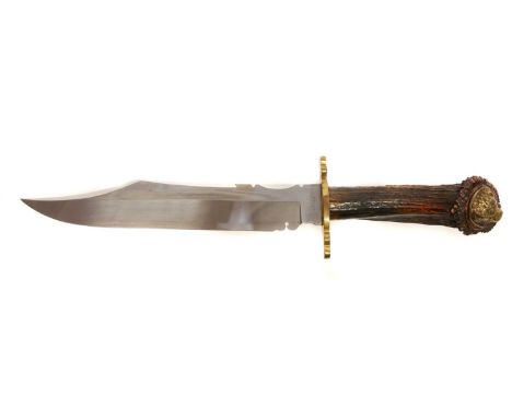 Middleton bowie knife, stamped J.E. Middleton &amp; Sons Rockingham Street, Sheffield, with stag horn grip, together with pho