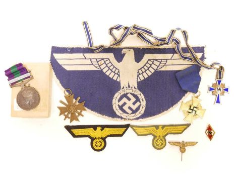 Collection of Third Reich interest medals, to include a Mother's cross, lapel enamel badge, pin badge, war merit cross, civil