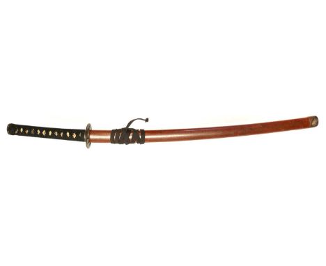 Japanese Shinto Katana, 69cm cutting edge, the tang signed Tomo Mitsu, possibly Tomomitsu of Dewa 1688, with iron tsuba, in m