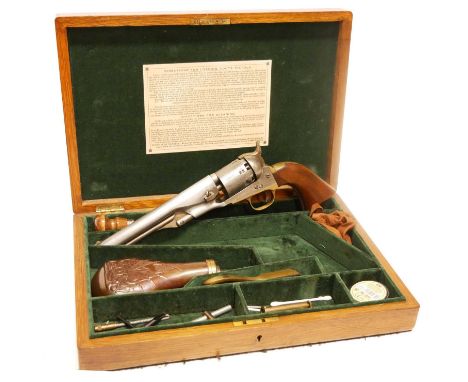 Uberti .36 Colt Navy percussion revolver, 7.5inch barrel, cylinder stamped with naval scene, serial number D31834, fitted int