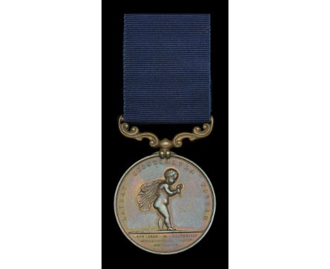 Royal Humane Society, small bronze medal (successful) (Thomas Irvin Warr. 11 March 1886.) lacking integral bronze riband buck